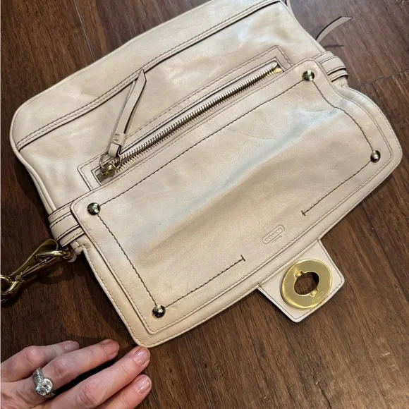 Coach Beige Leather Wristlet with Gold Hardware - Picture 6 of 6